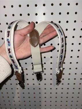 Unknown brand Kids Cream Patterned Suspenders with Brown Accent, best fit 0-6m